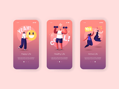 Active Lifestyle app character illustration mobile app vector