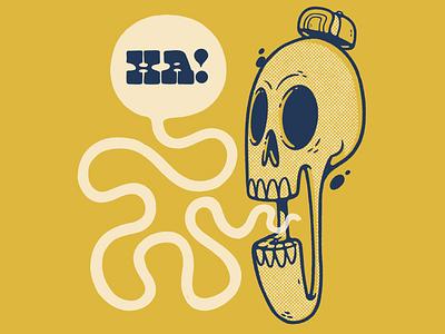 Lauighing Skull blake stevenson bones character design comic hand lettering hat hipster illustration inktober jetpacks and rollerskates laughing lettering logo retro skeleton skull speech bubble typography ui ux