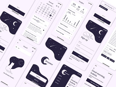 Dreamer - dream journal 🌜 diary dream diary dream journal dreams illustration journal sleep ui ux ui design ux design