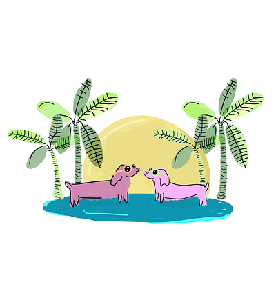 COOL DOGS design dogs doodle fun hot illustration photoshop pool sketch summer sun