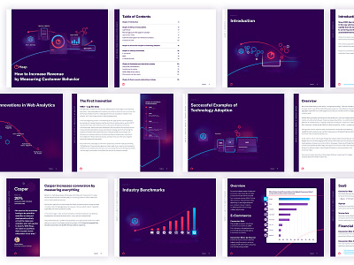 Heap Increase Revenue eBook analytics branding clean content marketing data visulization ebook glow graphs neon page layout saas whitepaper