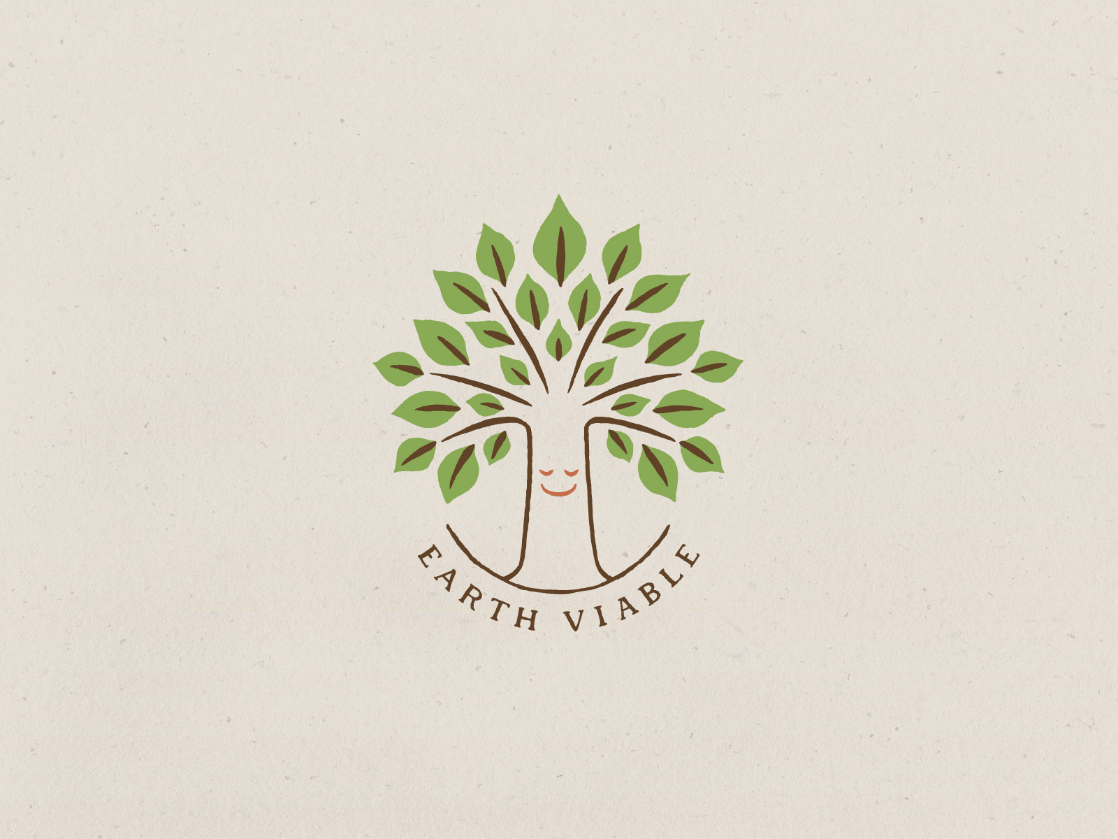 Earth Viable advertising brand identity branding earthy eco global warming green hand drawn hand lettering hand type logo logo design smiley sustainability tree