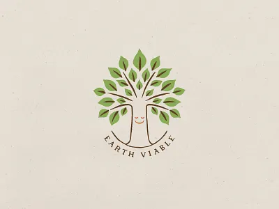 Earth Viable advertising brand identity branding earthy eco global warming green hand drawn hand lettering hand type logo logo design smiley sustainability tree