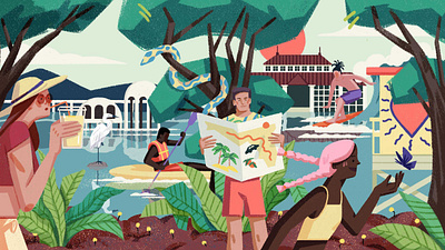 Miami character digital editorial folioart illustration landscape nature travel xuetong wang