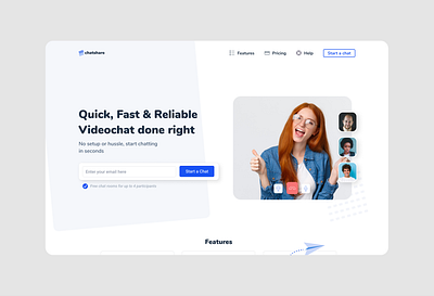Landing page Design - Video Chat App app design typography ui ui design ux ux design webdesign website design