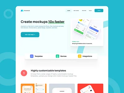Anymock - Device Mockup app daily ui dailyui dailyui 003 design figma figmadesign hero landing page minimal minimalist mockup template typography ui ui design ux web design website website design