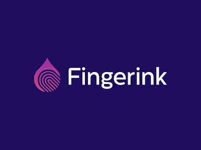 Finger Ink Logo Design - Fingerprint, Drop Symbol app brand branding design digital drop electronic finger fingerprint graphic design designer human icon icons identity ink logo logo design logo designer loog lgoo lgo symbol