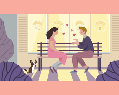 After the Cafe character evening flat illustration illustration illustrator love lovers night vector