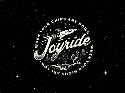 Joyride badge desert design illustration joyride ship space spaceship stars the killers