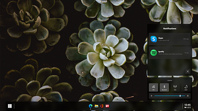 MicrosoftOS Action Center and Start Bar // Dark Mode action center design fluent fluent design microsoft ui ux windows