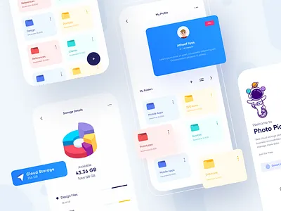 Cloud Storage App adobe xd app design branding cloud storage colorful design ios app design learning app pie charts ui design ux design web design