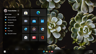 MicrosoftOS Start Menu & Start Bar Concept // Dark Mode design fluent fluent design start menu ui ux windows