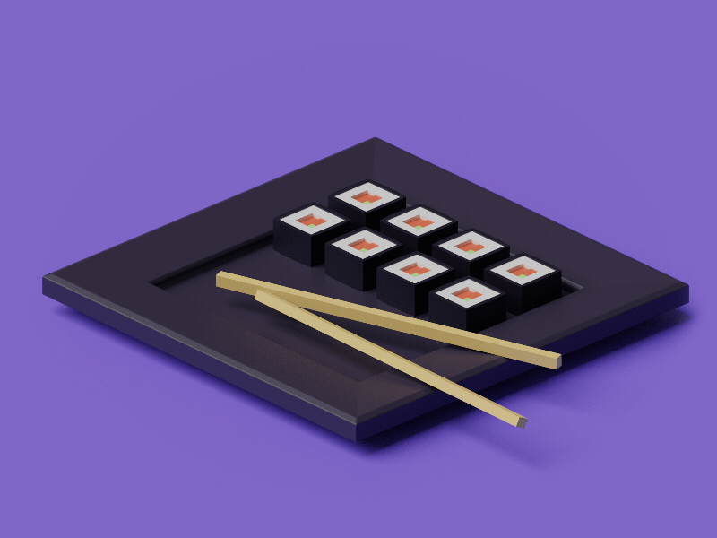 Sushi Plate 3d animation blender gif japan sushi