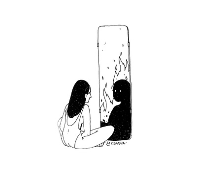 Mirror creepy dribbleweeklywarmup ink inktober inktober2020 spooky spooky season