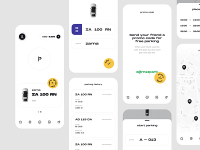 zone parking account app application balance design history ios login map mobile parking promo share timer ui ux