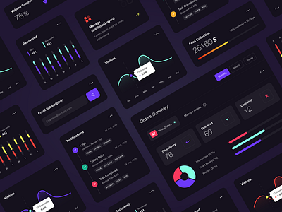 Dashboard - UI Components! dark theme dashboard design dashboard ui dashboard ui kit ui ui component ui components uidesign uidesing user experience user interface user interface design userinterface ux ux ui uxdesign uxui vibrant color web components webdesign