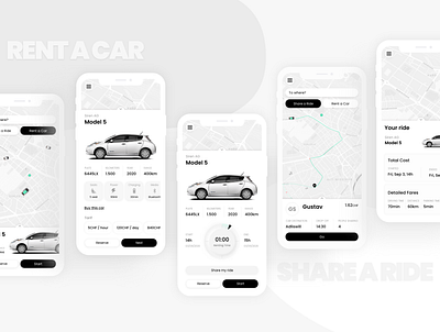 E-Mobility App app design eletric emobility mobile mobility rental rental app rental car ride rideshare ridesharing riding ui uiux ux