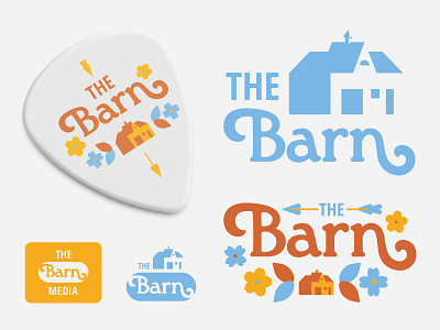 Barn Media 70s @washington dc barn branding branding and identity cherry blossom design dogwood funky illustration lettering logo music industry retro