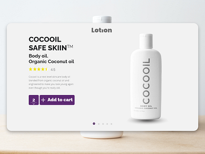 Daily UI : : 012 [Single Item] body oil coconut oil daily ui 012 dailyui lotion minimal single item ui web