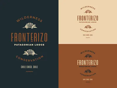 Fronterizo Patagonia Lodge Concept armadillo brand branding chico chile conservation glamping identity identity design lodge logo logo design moody nature patagonia resort south america wilderness wildlife