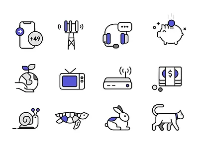 Communication Icon Set icons icons pack iconset illustration mobile rabbit snail speed sustainable