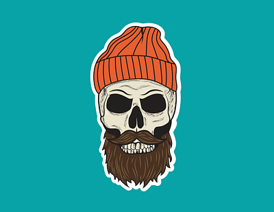 Hipster Skull 01 beanie beard design halloween illustration skull spooky sticker vector