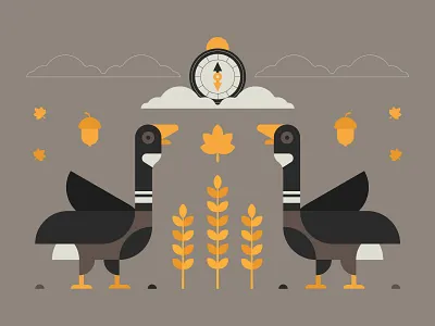 Flying South part II animal autumn bird compass design flat design graphic design harvest illustration illustrator logo logodesign migration nature plant vector wildlife