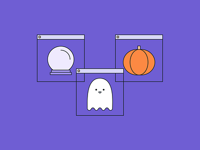 🔮 👻 🎃 crystal ball dribbbleweeklywarmup ghost halloween minimal pumpkin social social media