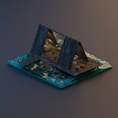 House 3d blender blender3d blender3dart blendercycles lowpoly render typography