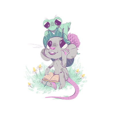 sharing a story animal bookillustration childrenbook drawing illustration mouse procreate