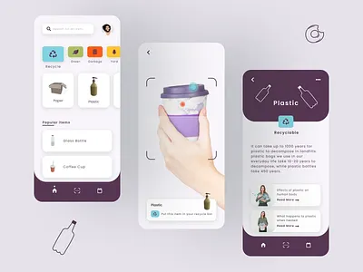 Waste App app design clean clear flat garbage interaction mobile plastic recycle ui ux waste waste management