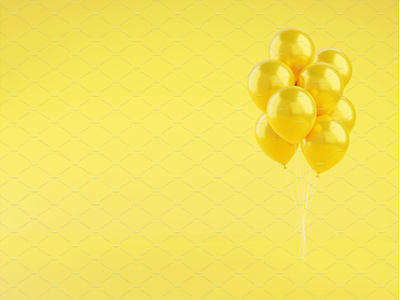 Yellow glossy balloons 3d render