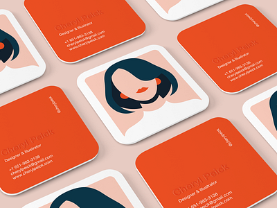 Business Cards adobe branding business card business card design business cards cards flat identity illustration illustrator minimal minimalism orange peach print red square teal vector woman