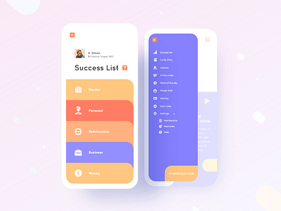 Achtung App Success List UI UX Design appdesign appmenu cards clean color dailyui design diary dribbblebestshot habits identity play player portfolio productdesign typography ui uiux ux