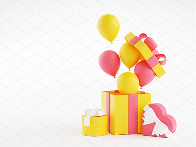 Gift boxes and balloons - 3d