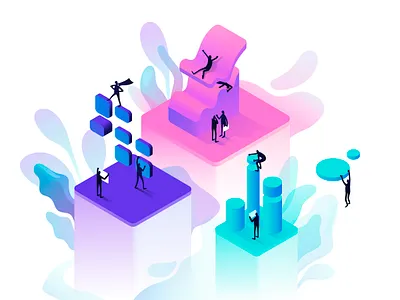 Data playground analytics branding contemporary data data visualization design illustration isometric minimal processing vector