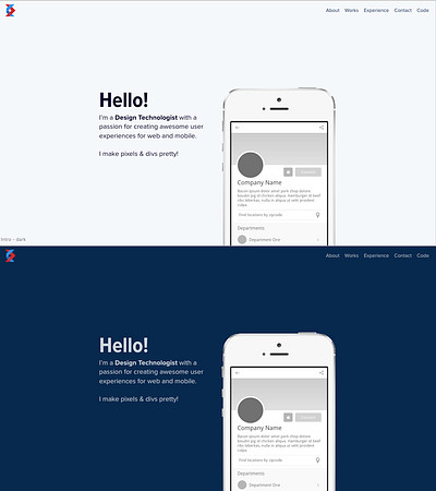 Light vs dark mode - desktop adobe xd dark mode light mode modular scale portfolio site web web design