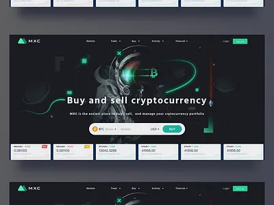 Design of digital currency exchange official website header for astronaut blockchain buy coin design exchange green logo sell starry sky 插图 黑色