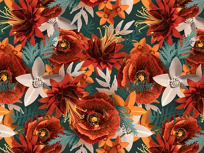 Paper flowers | pattern canon crafting flower illustration paper art paper craft paper flower papercut pattern print red poppy texture upcycling