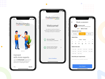Profezzionals app design illustration illustrator ios mobile typography ui ux vector