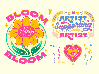 Day18 #30DaysofPlay - Bloom. Artist. Heart Eyes! animatedgif animation artist bloombabybloom design gif illustration illustration art illustrator lettering lettering art passionproject potentialgif procreateapp womanownedbusiness