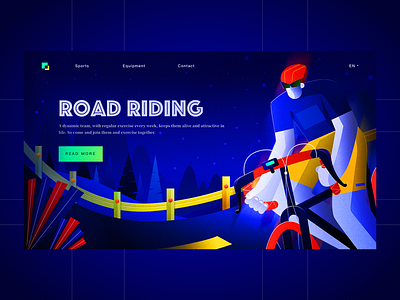Sport website-Personal illustration exercise blue cycling flat illustration riding sport website