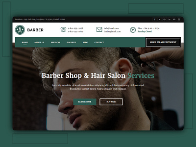 Barber - Hair Salon & Services Website barber barber logo barbershop beard best shots clean creative design designer dribble best shot haircut hairdresser salon ux design website