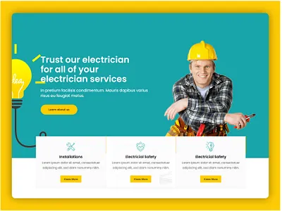 Electrician Services landing page best shots clean creative design designer dribble best shot electric electrician electricity entrepreneur web landing page ux design webdesign website