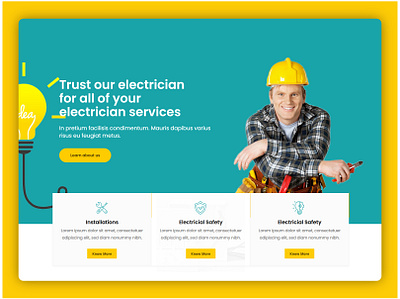 Electrician Services landing page best shots clean creative design designer dribble best shot electric electrician electricity entrepreneur web landing page ux design webdesign website