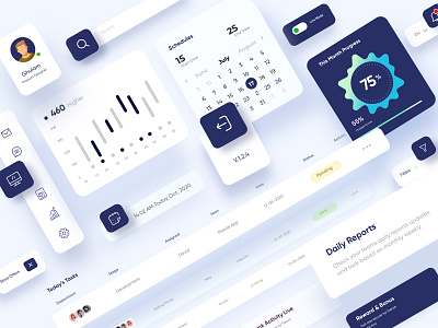 Light Theme UI Elements Design design homepage illustration interface landing page ui uidesign web webdesign website