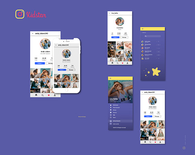 KidStar branding cartoon illustration design icon illustration instagram mobile app design typography ui ux