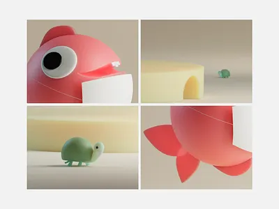 Something fishy blender blender 3d blender3d cartoon castle cheese fish fishing hut light mask sea turtle