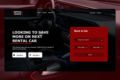 Car Rental Web Hero banner car rental car sharing hero hero image hero section interface ridesharing ui webdesign