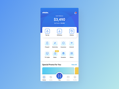 eWallet App Homescreen app layout dribbble best shot ewallet figma homescreen ios app design mobile app ocean ui design uiux